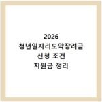 2026 청년일자리도약장려금 신청 조건 지원금 정리