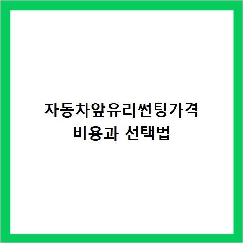 자동차앞유리썬팅가격 비용과 선택법