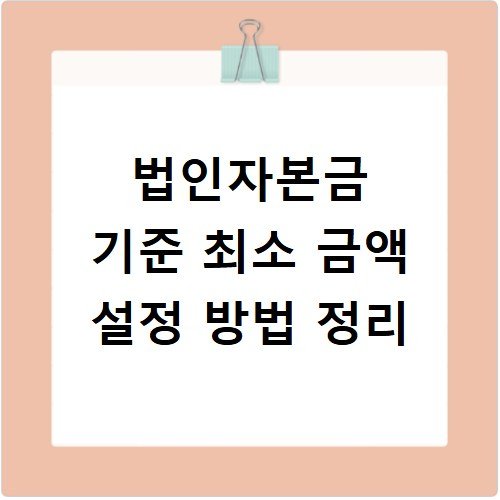 법인자본금 기준 최소 금액 설정 방법 정리