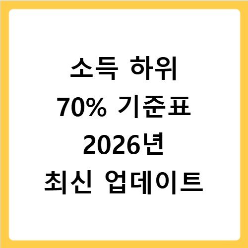 소득 하위 70% 기준표 2026년 최신 업데이트