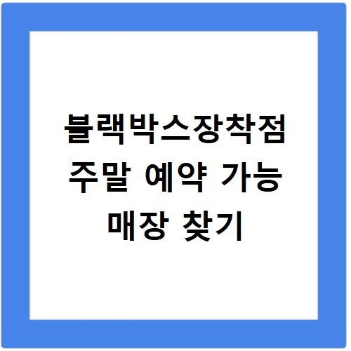 블랙박스장착점 주말 예약 가능 매장 찾기