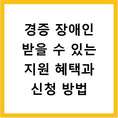 경증 장애인 받을 수 있는 지원 혜택과 신청 방법